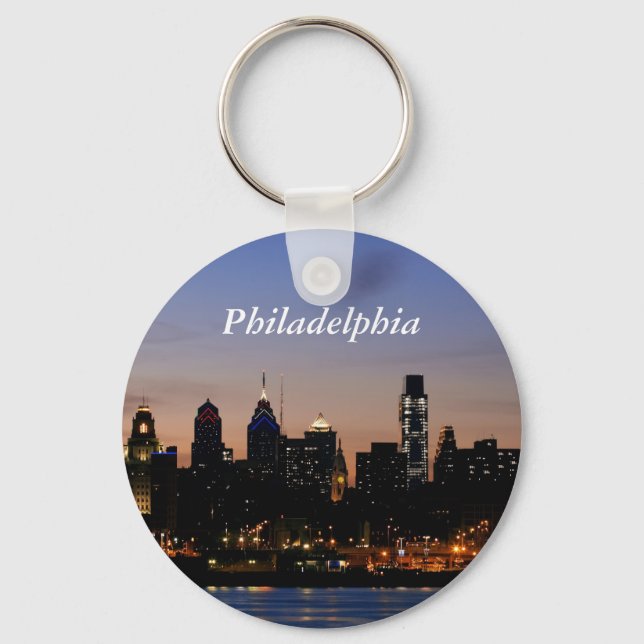 Philadelphia Skyline at Twilight Key Ring (Front)