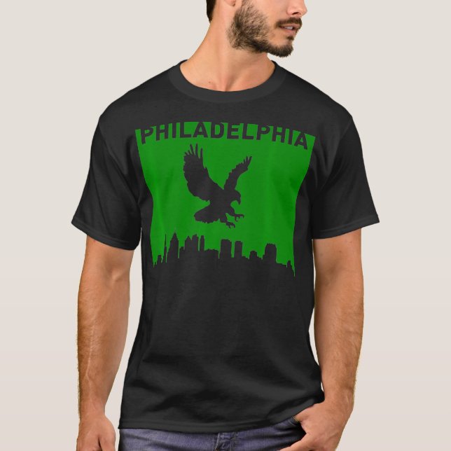 Philadelphia skyline featuring soaring Eagle T-Shirt (Front)