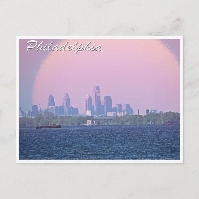 Philadelphia Skyline From Bucks County Postcard (Front)