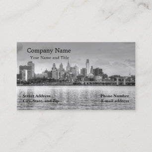 Philadelphia skyline in black and white business card