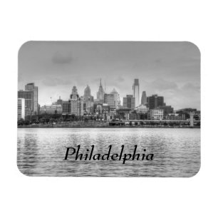 Philadelphia skyline in black and white magnet