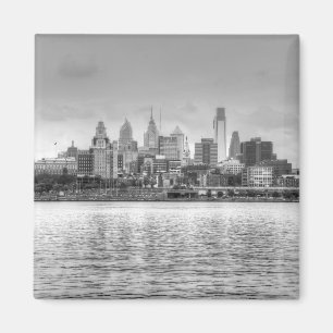 Philadelphia skyline in black and white magnet
