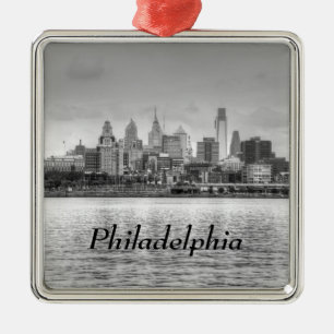 Philadelphia skyline in black and white metal tree decoration