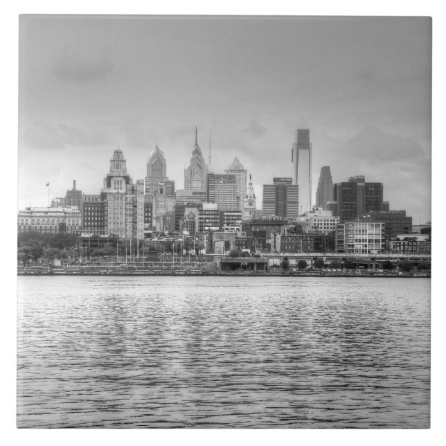 Philadelphia skyline in black and white tile (Front)