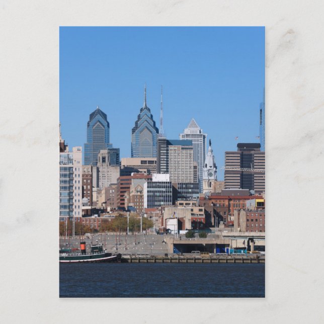 Philadelphia Skyline, Medium View Postcard (Front)