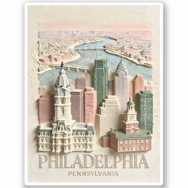 Philadelphia Skyline Modern Textured Cityscape (Front)
