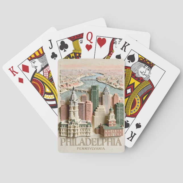 Philadelphia Skyline Modern Textured Cityscape Playing Cards (Back)