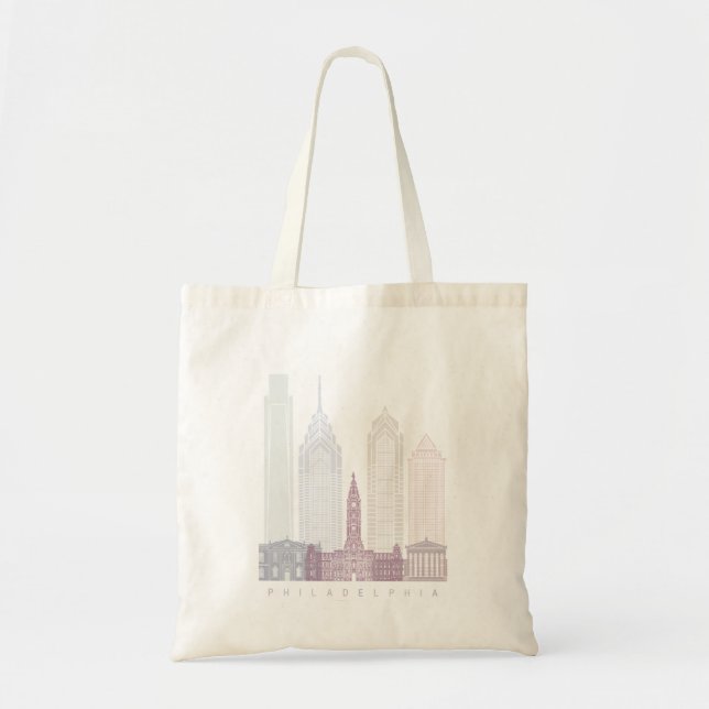 PHILADELPHIA SKYLINE POSTER PASTEL TOTE BAG (Front)