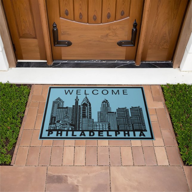 Philadelphia Skyline Silhouette  Doormat (Outdoor)