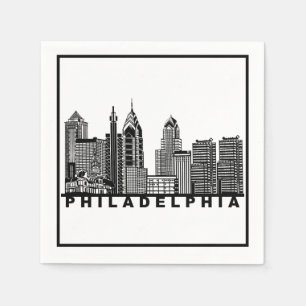 Philadelphia Skyline Silhouette Napkin