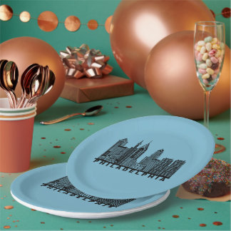 Philadelphia Skyline Silhouette  Paper Plate