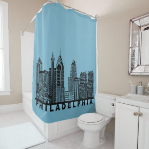 Philadelphia Skyline Silhouette Shower Curtain