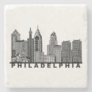 Philadelphia Skyline Silhouette Stone Coaster