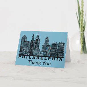 Philadelphia Skyline Silhouette Thank You Card