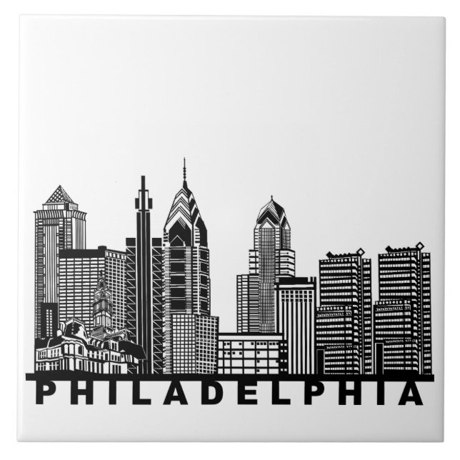 Philadelphia Skyline Silhouette  Tile (Front)