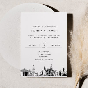 Philadelphia Skyline Wedding Invitation with Photo