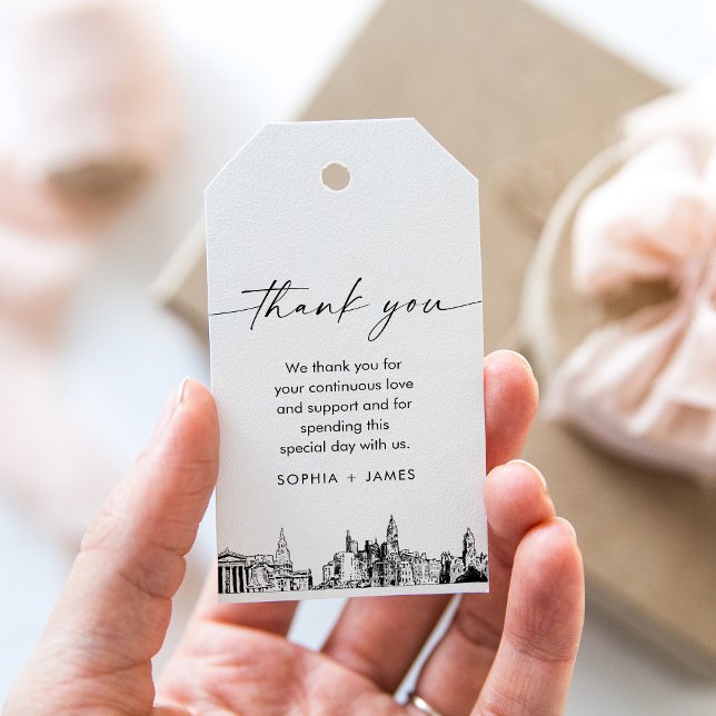 Philadelphia Skyline Wedding Thank You Favour Tag (Creator Uploaded)