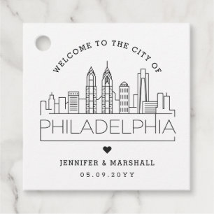 Philadelphia Skyline   Wedding Welcome Favour Tags