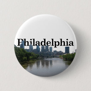Philadelphia Skyline - with Phil. in the backgrnd 6 Cm Round Badge