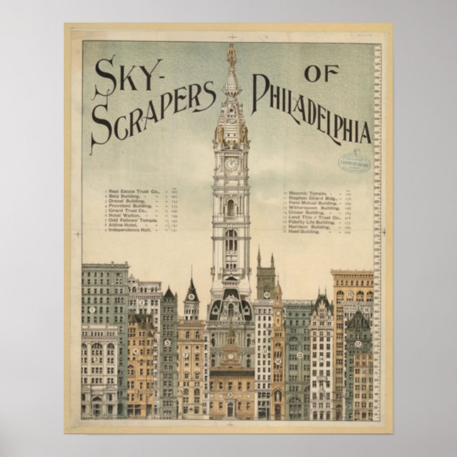 philadelphia skyscrapers vintage poster from 8.99 (Front)