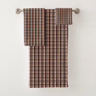 Philadelphia Sports Fan Black Orange White Plaid Bath Towel Set