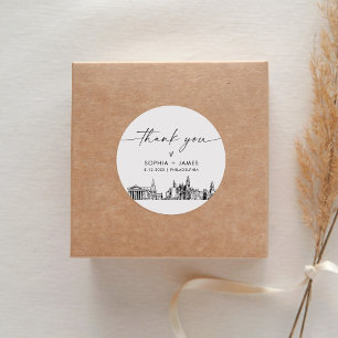 Philadelphia Thank You Favour 3" (sheet of 6) Classic Round Sticker