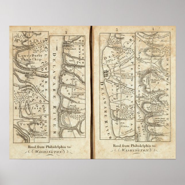 Philadelphia to Washington Road Map 3 Poster (Front)