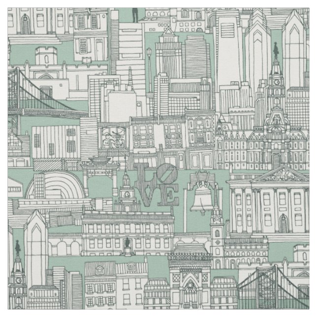 Philadelphia toile balsam duck egg fabric (Swatch)