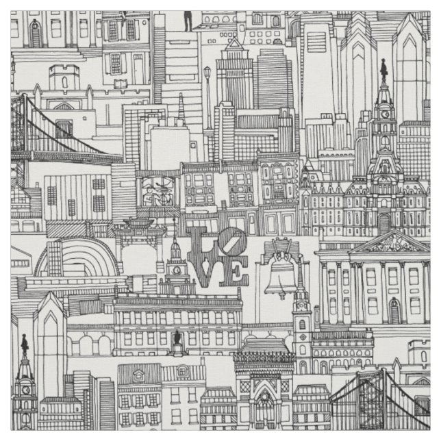Philadelphia toile black white fabric (Swatch)