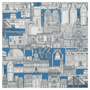 Philadelphia toile cobalt indigo fabric