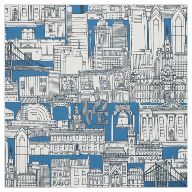 Philadelphia toile cobalt indigo fabric (Swatch)