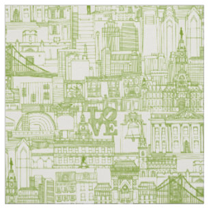 Philadelphia toile pearl olive fabric
