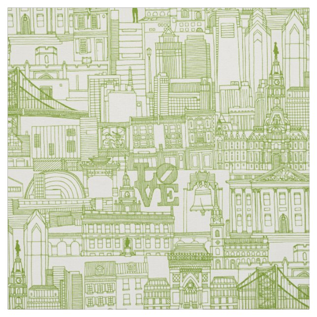 Philadelphia toile pearl olive fabric (Swatch)