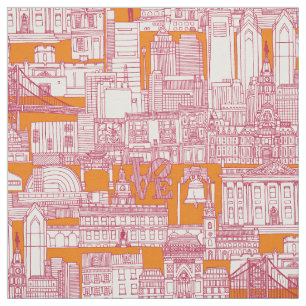 Philadelphia toile viva magenta satsuma fabric