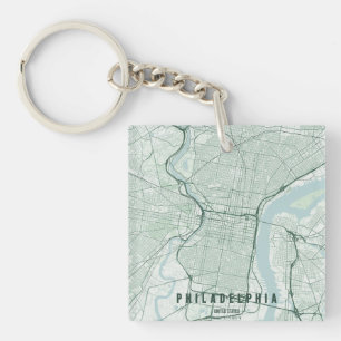 Philadelphia USA City Map Minimal Design Key Ring