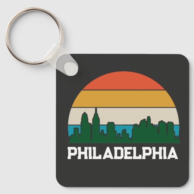 Philadelphia Vintage City Sunset Keychain (Front)
