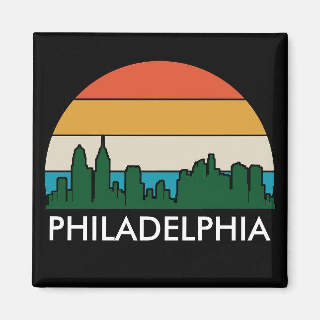 Philadelphia Vintage City Sunset Magnet (Front)