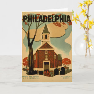 Philadelphia vintage Old Swedes Church, Card