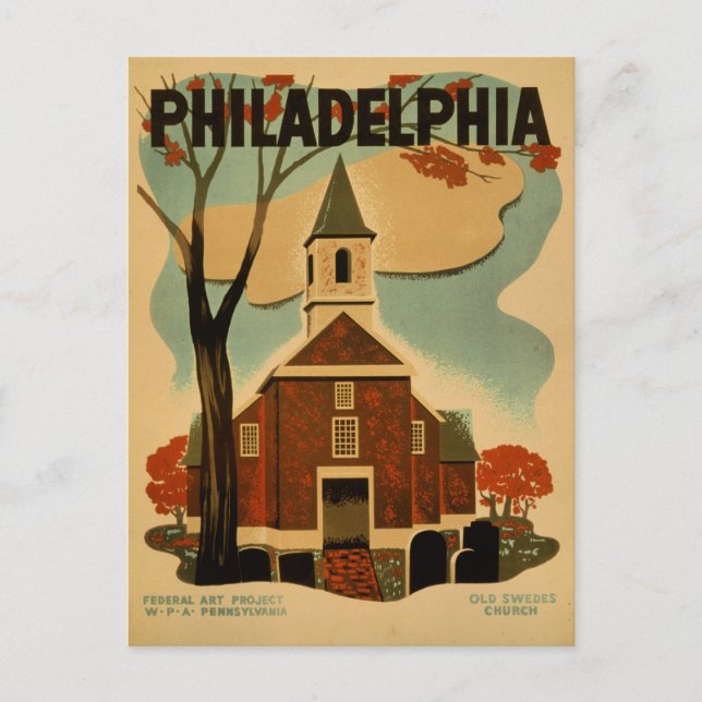 Philadelphia vintage poster postcard (Front)