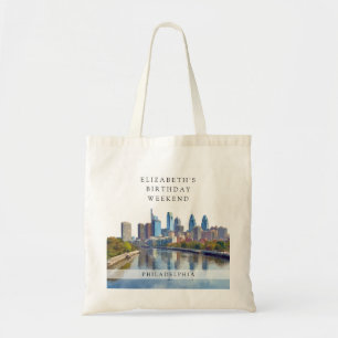 Philadelphia Watercolor Birthday Weekend Tote Bag