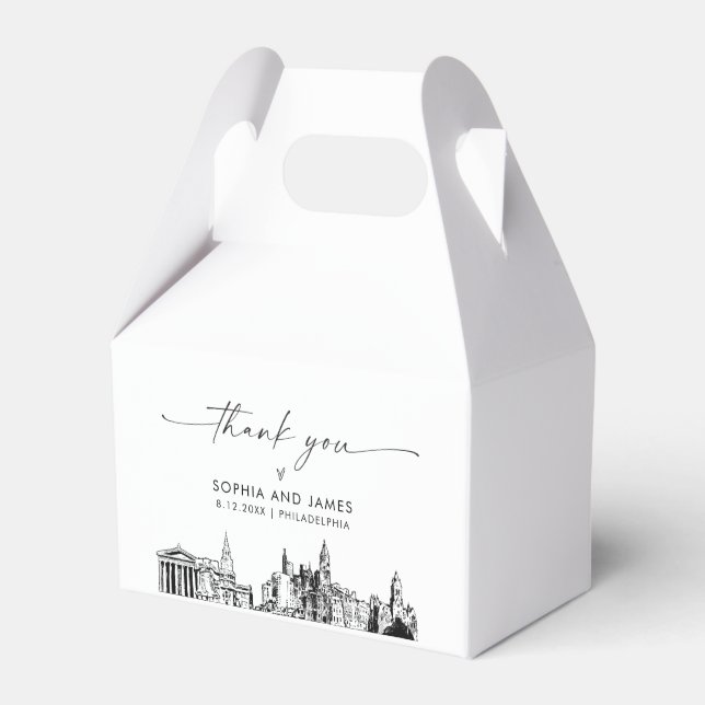 Philadelphia Wedding Personalised Favour Box (Front Side)