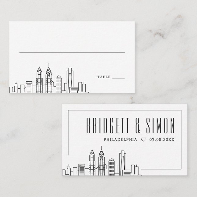 Philadelphia Wedding | Place Cards Front and Back (Front/Back)