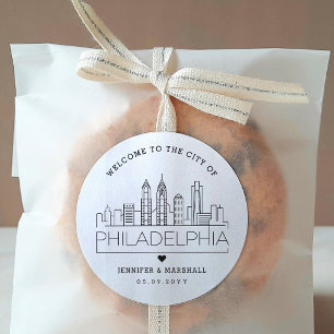 Philadelphia Wedding Welcome Favour Classic Round Sticker