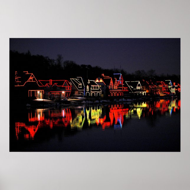 Philadelphia's Boathouse Row at Christmas Poster (Front)