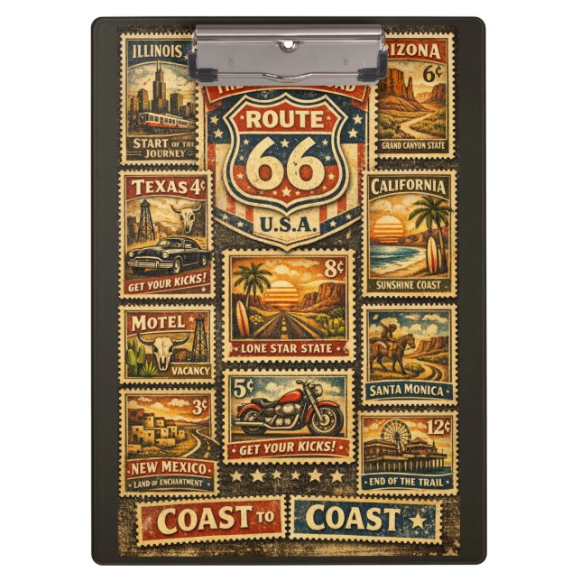 Philatelic Road Trip Route Planner Organiser Clipboard (Front)