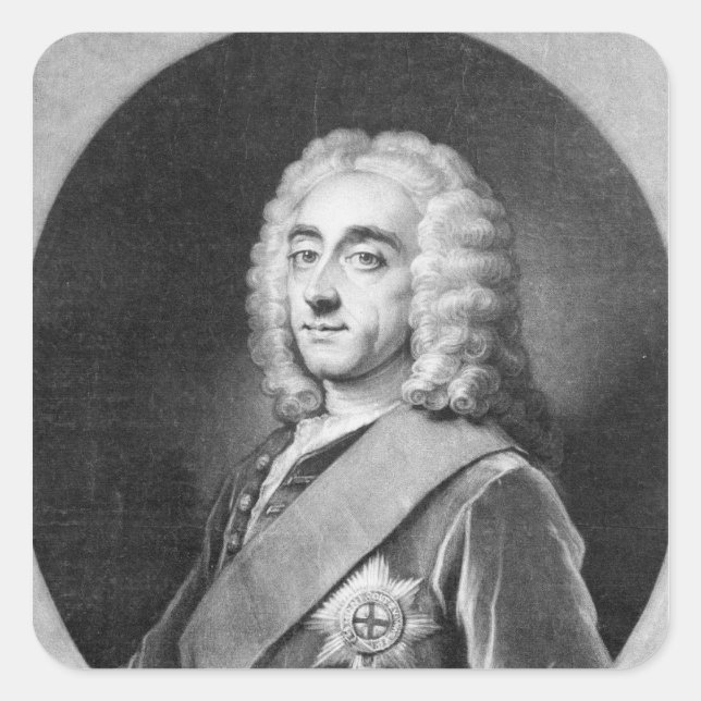 Philip Dormer Stanhope, engraved by John Simon Square Sticker (Front)