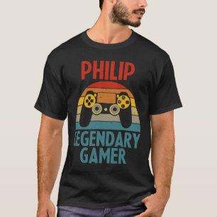 Philip Gift Name Personalised Funny Gaming Geek Bi T-Shirt