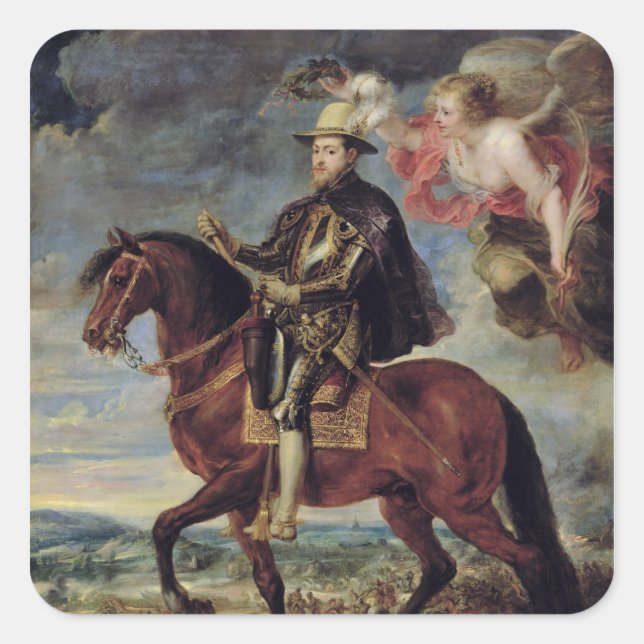 Philip II  Crowned by Victory, 1628 Square Sticker (Front)