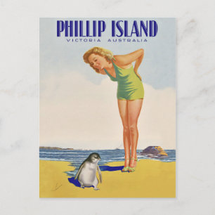 Philip island, Australia, girl with penguin Postcard