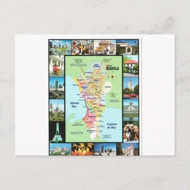 PHILIPINES MANILA MAP POSTCARD (Front)